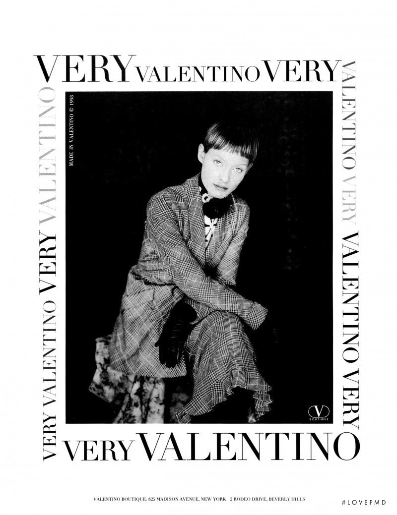 Amber Valletta featured in  the Valentino Very Valentino advertisement for Autumn/Winter 1993