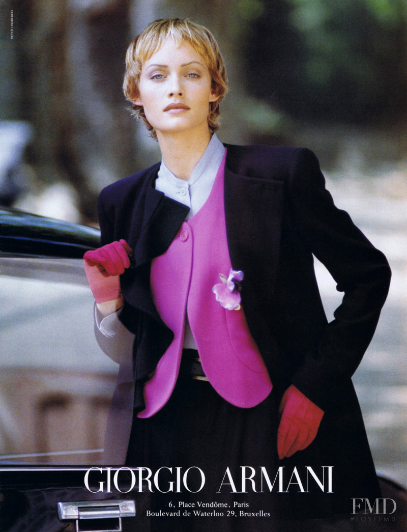 Amber Valletta featured in  the Giorgio Armani advertisement for Autumn/Winter 1993