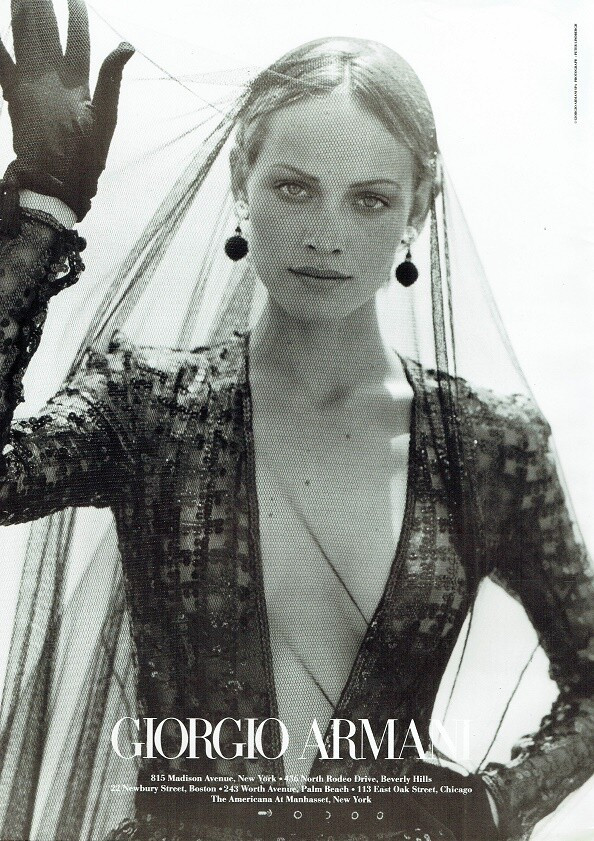 Amber Valletta featured in  the Giorgio Armani advertisement for Autumn/Winter 1993