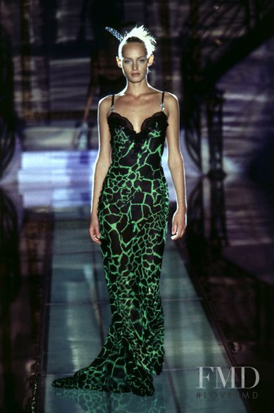 Amber Valletta featured in  the Atelier Versace fashion show for Spring/Summer 1996
