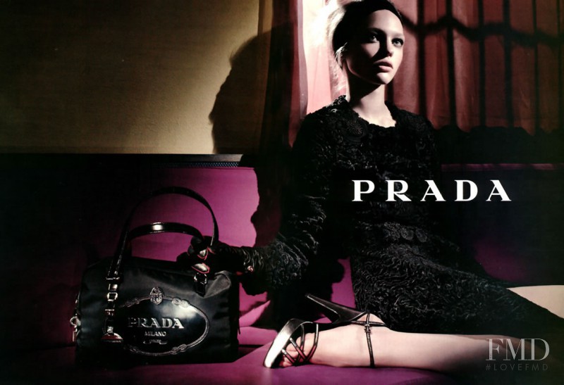 Sasha Pivovarova featured in  the Prada advertisement for Autumn/Winter 2005