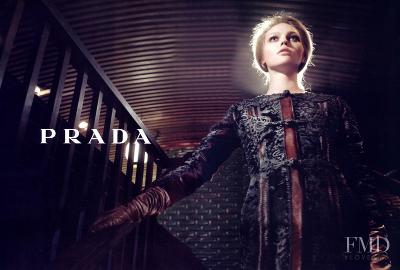 Sasha Pivovarova featured in  the Prada advertisement for Autumn/Winter 2005