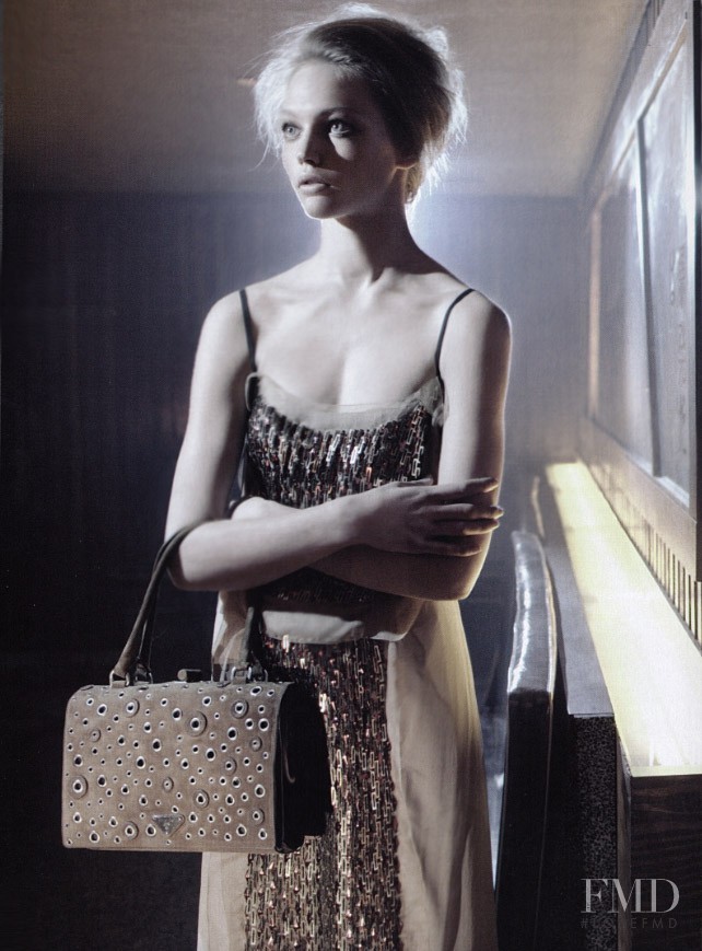 Sasha Pivovarova featured in  the Prada advertisement for Autumn/Winter 2005