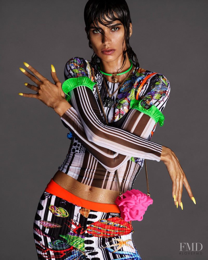 Mica Arganaraz featured in  the Versace advertisement for Spring/Summer 2021