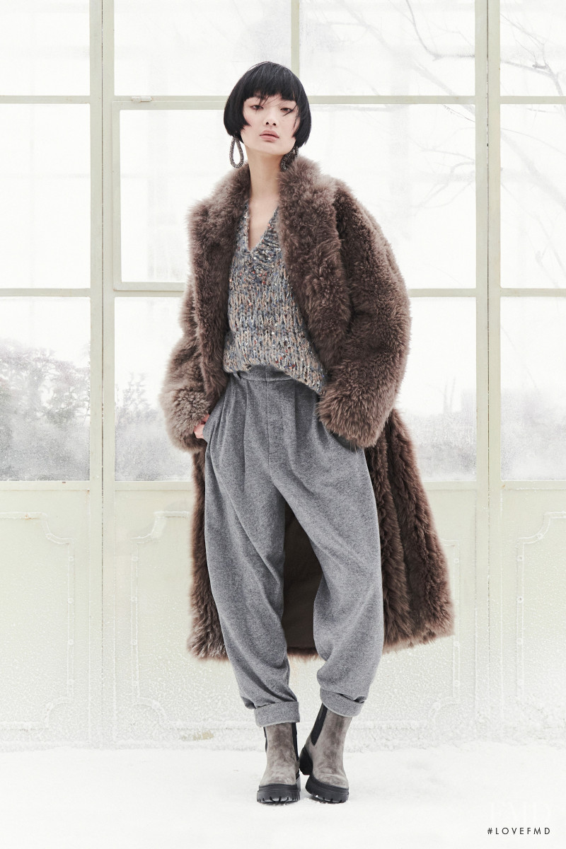 Mao Xiao Xing featured in  the Brunello Cucinelli lookbook for Autumn/Winter 2021