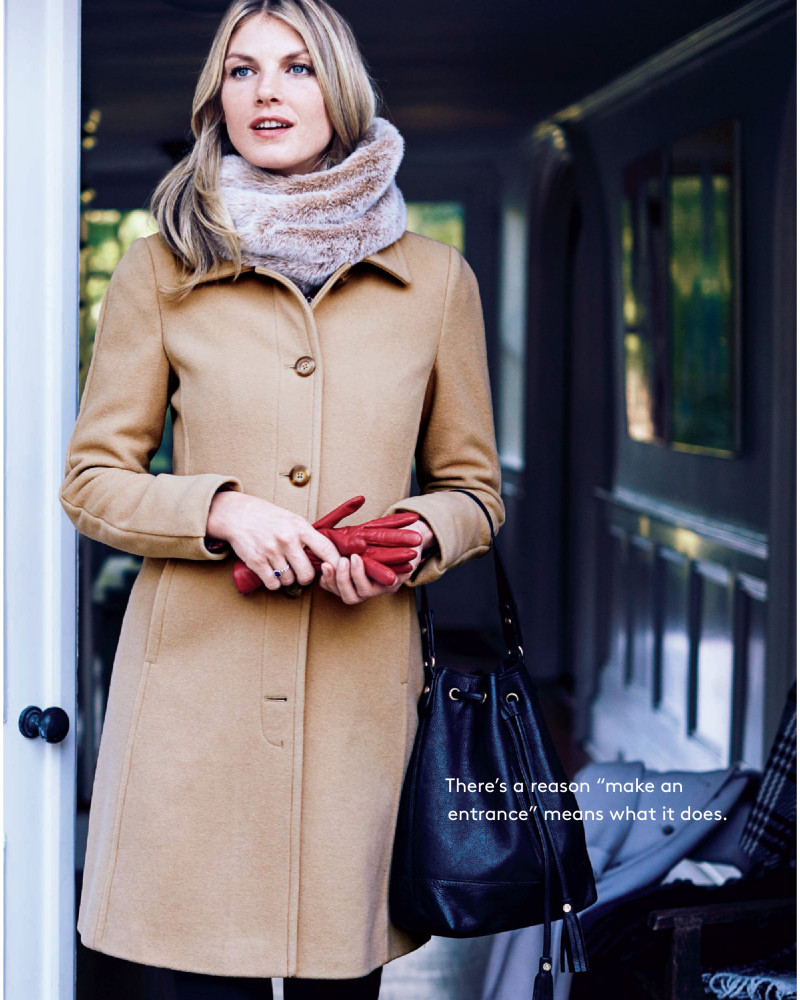 Angela Lindvall featured in  the Lands\'End catalogue for Winter 2015