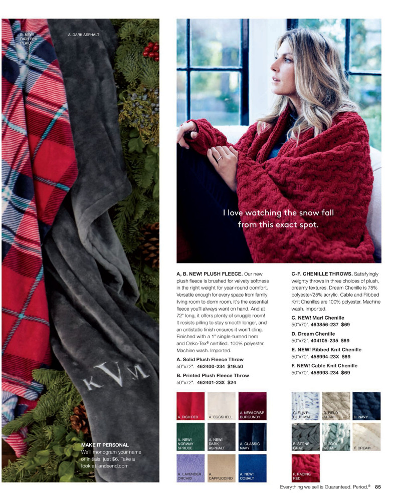 Angela Lindvall featured in  the Lands\'End catalogue for Winter 2015