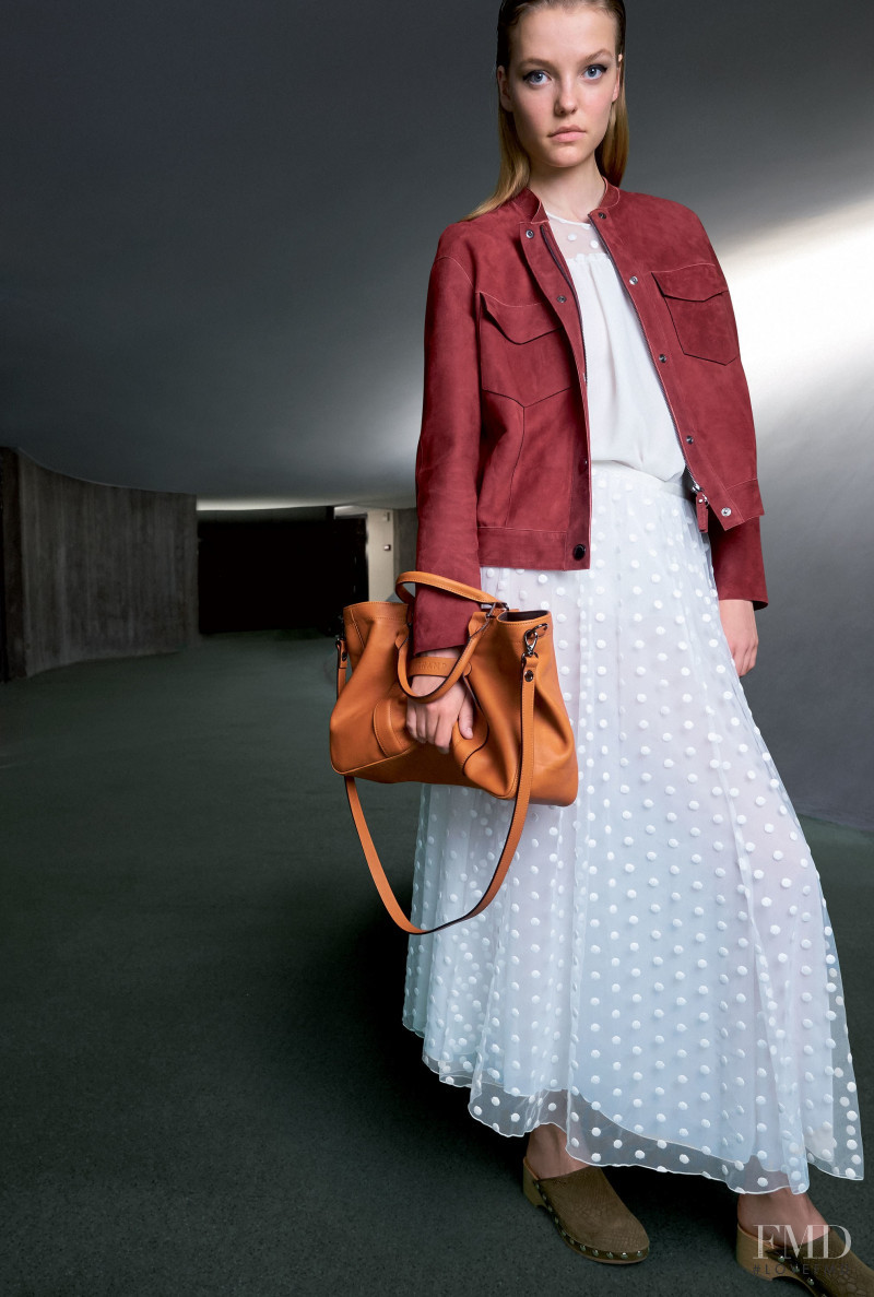 Roos Abels featured in  the Longchamp lookbook for Spring/Summer 2018