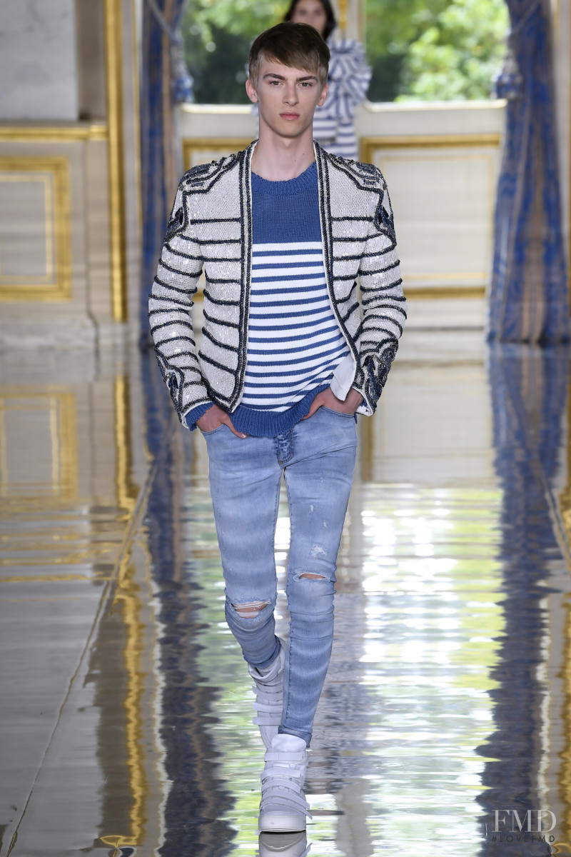 Dominik Sadoch featured in  the Balmain fashion show for Spring/Summer 2019