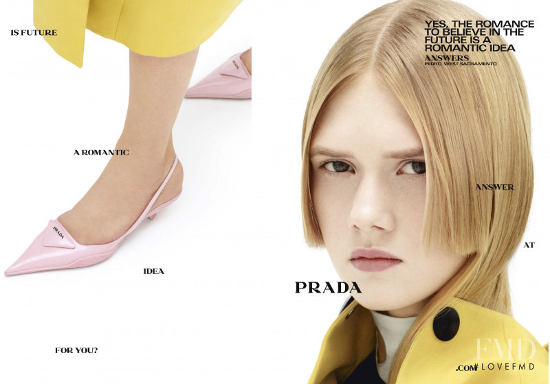 Isa Maja Gustafsson featured in  the Prada advertisement for Spring/Summer 2021