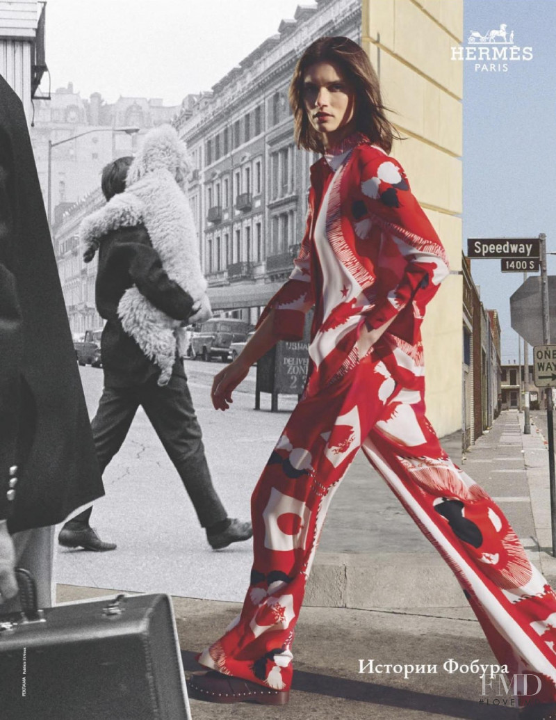 Giedre Dukauskaite featured in  the Hermès advertisement for Spring/Summer 2021