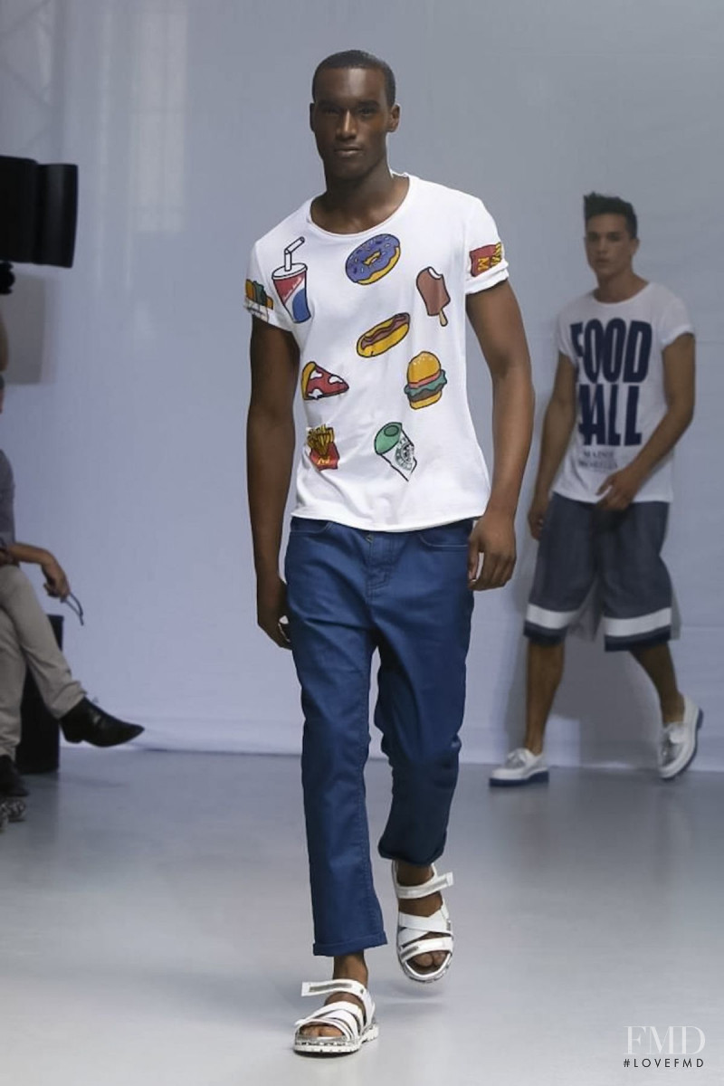 Corey Baptiste featured in  the Frankie Morello fashion show for Spring/Summer 2014