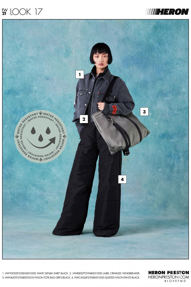 Mao Xiao Xing featured in  the Heron Preston lookbook for Autumn/Winter 2021