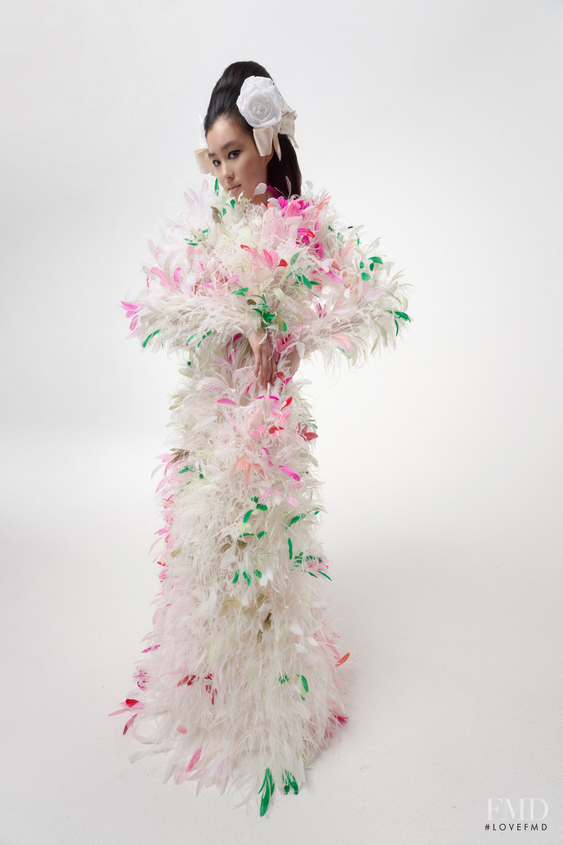 Estelle Chen featured in  the Giambattista Valli Haute Couture lookbook for Spring/Summer 2021