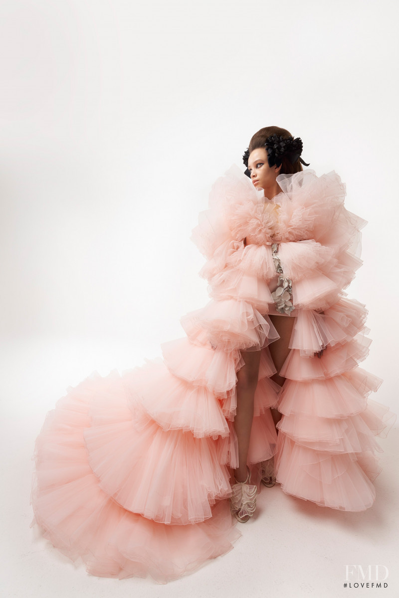 Essoye Mombot featured in  the Giambattista Valli Haute Couture lookbook for Spring/Summer 2021