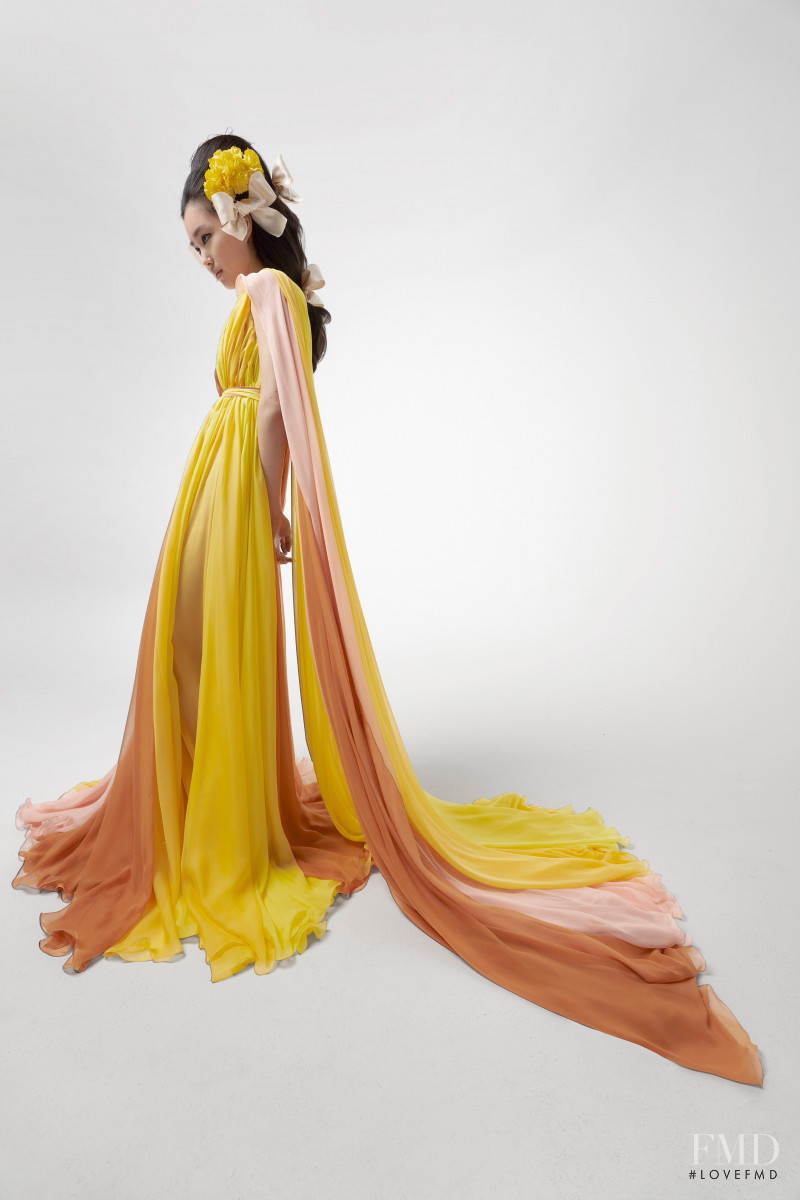 Estelle Chen featured in  the Giambattista Valli Haute Couture lookbook for Spring/Summer 2021