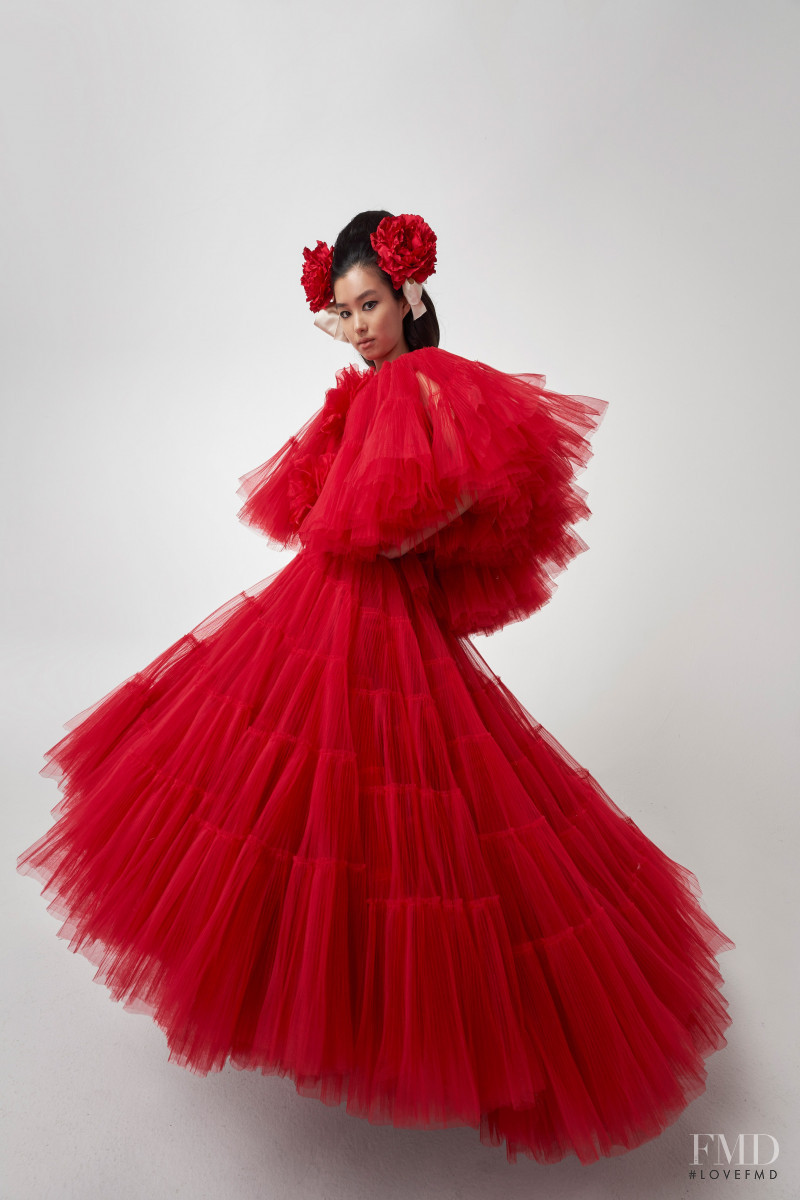 Estelle Chen featured in  the Giambattista Valli Haute Couture lookbook for Spring/Summer 2021