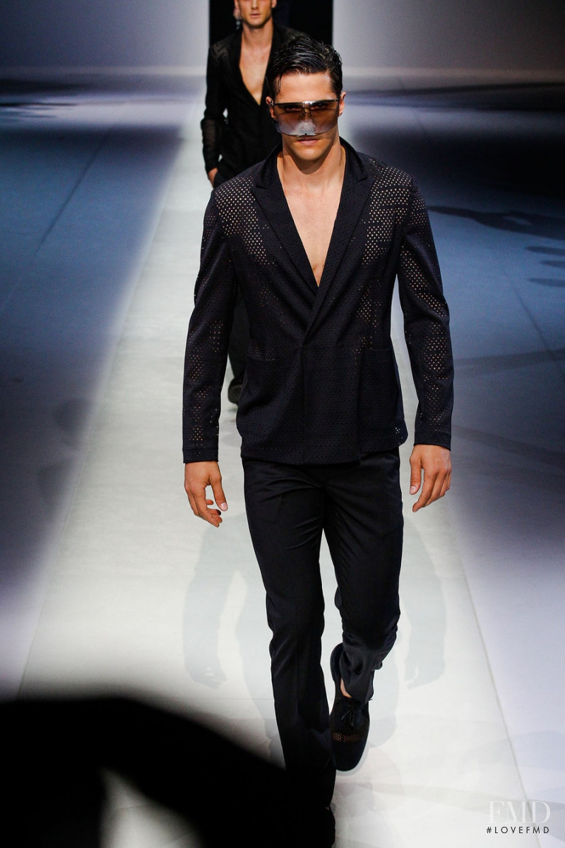 Elia Cometti featured in  the Emporio Armani fashion show for Spring/Summer 2014