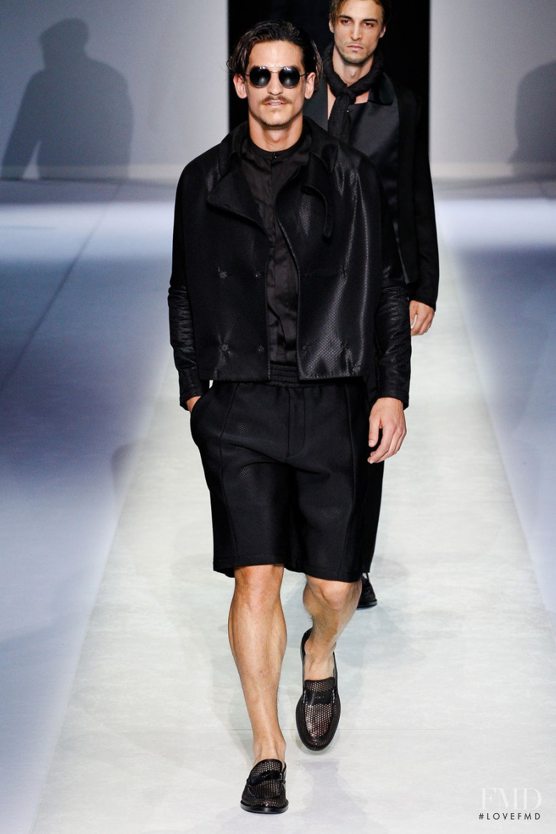 Jarrod Scott featured in  the Emporio Armani fashion show for Spring/Summer 2014