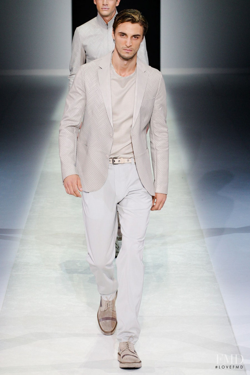 Nikolai Danielsen featured in  the Emporio Armani fashion show for Spring/Summer 2014