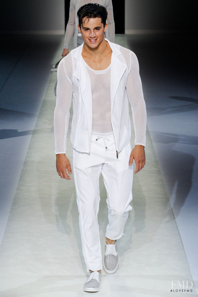Pietro Boselli featured in  the Emporio Armani fashion show for Spring/Summer 2014