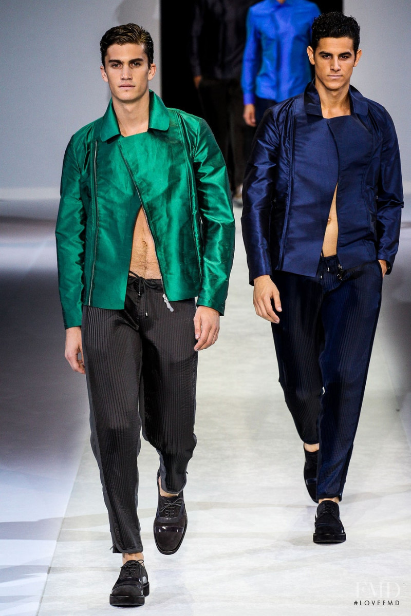 Tomas Guarracino featured in  the Emporio Armani fashion show for Spring/Summer 2014