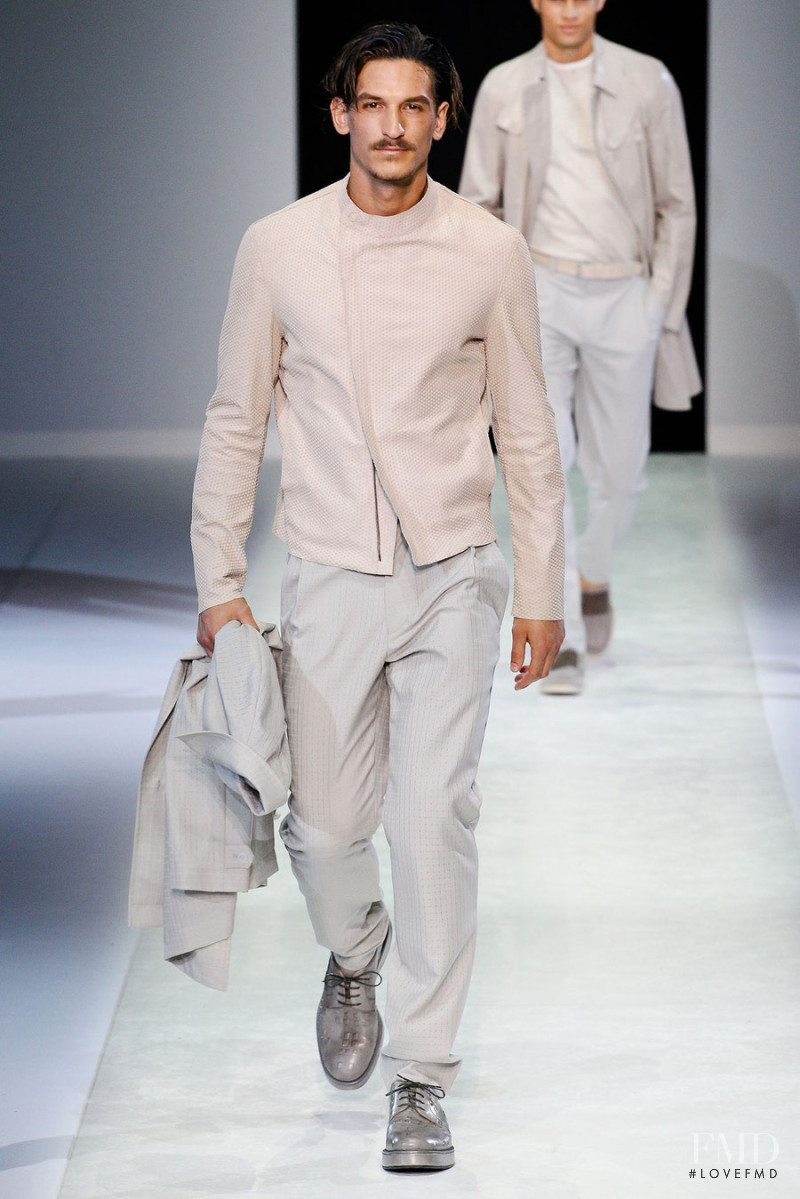 Jarrod Scott featured in  the Emporio Armani fashion show for Spring/Summer 2014