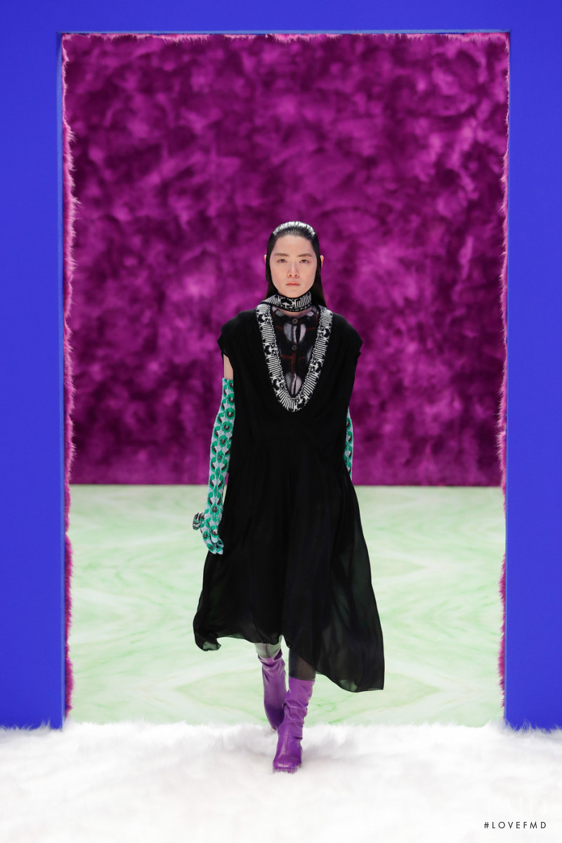 Taira Go featured in  the Prada fashion show for Autumn/Winter 2021