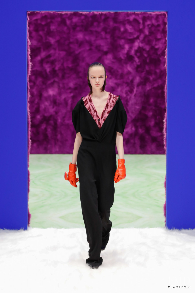 Evelina Grinberga featured in  the Prada fashion show for Autumn/Winter 2021