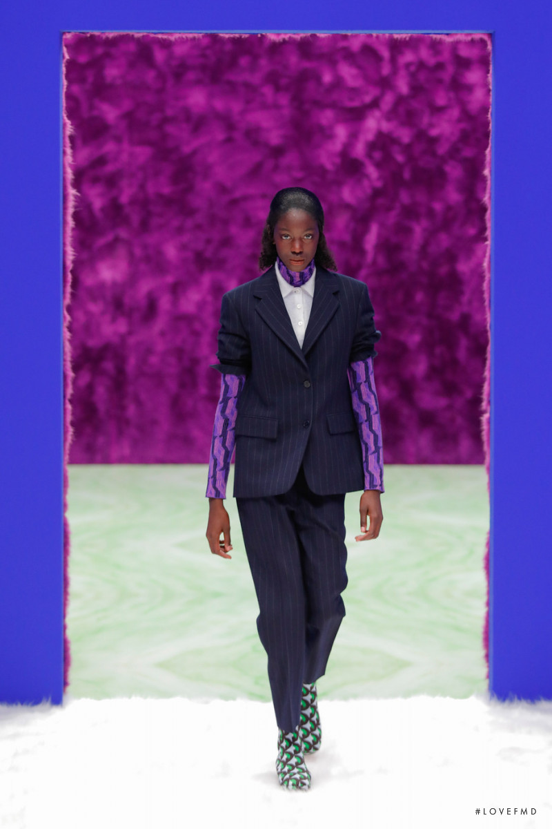 Kodou Charrier featured in  the Prada fashion show for Autumn/Winter 2021