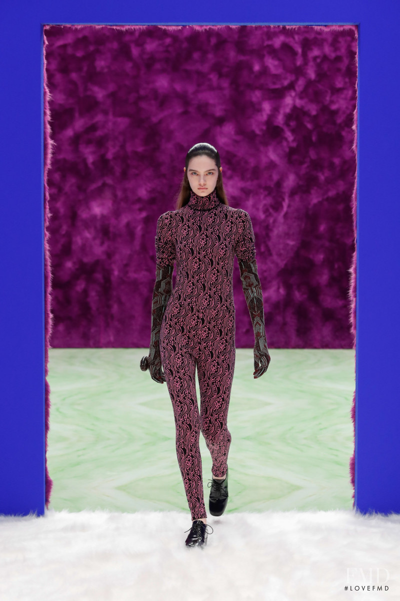 Vira Boshkova featured in  the Prada fashion show for Autumn/Winter 2021