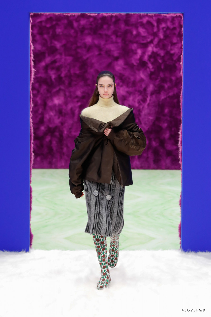 Vira Boshkova featured in  the Prada fashion show for Autumn/Winter 2021