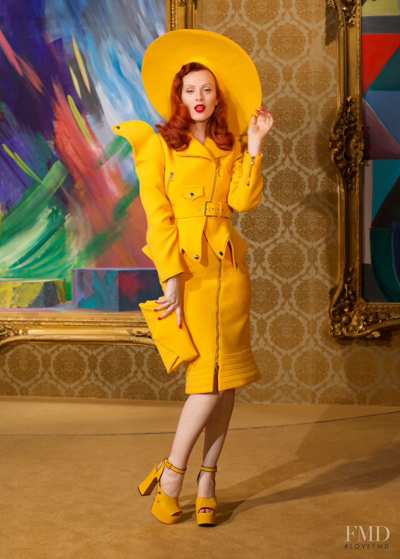 Karen Elson featured in  the Moschino lookbook for Autumn/Winter 2021