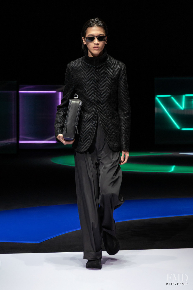 Akito Mizutani featured in  the Emporio Armani fashion show for Autumn/Winter 2021