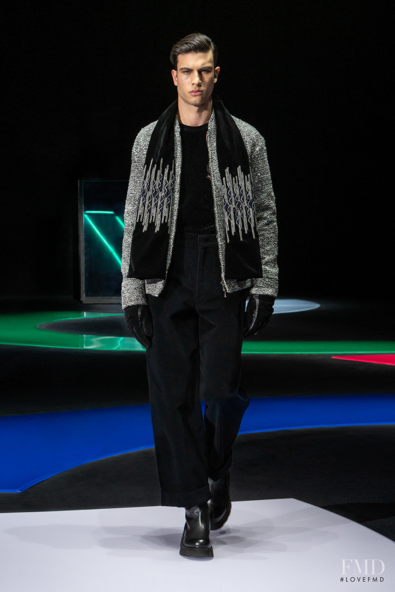 Mattia Narducci featured in  the Emporio Armani fashion show for Autumn/Winter 2021