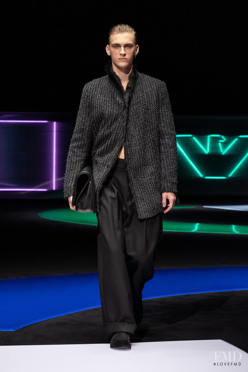 Dominik Sadoch featured in  the Emporio Armani fashion show for Autumn/Winter 2021