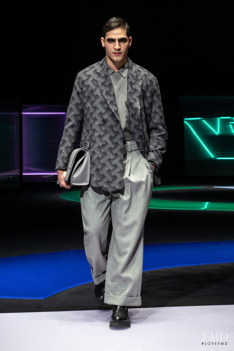 Jhonattan Burjack featured in  the Emporio Armani fashion show for Autumn/Winter 2021