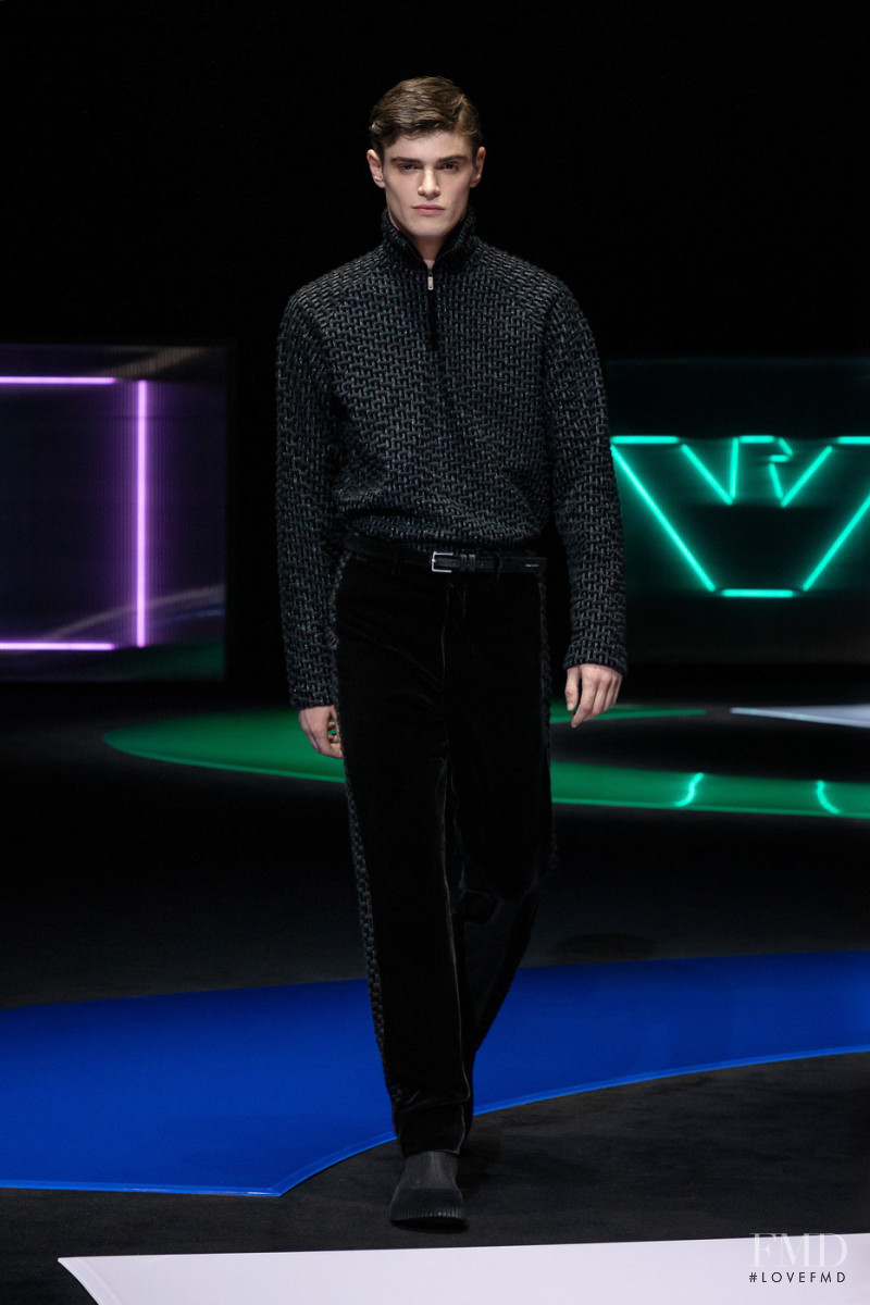 Mattia Giovannoni featured in  the Emporio Armani fashion show for Autumn/Winter 2021
