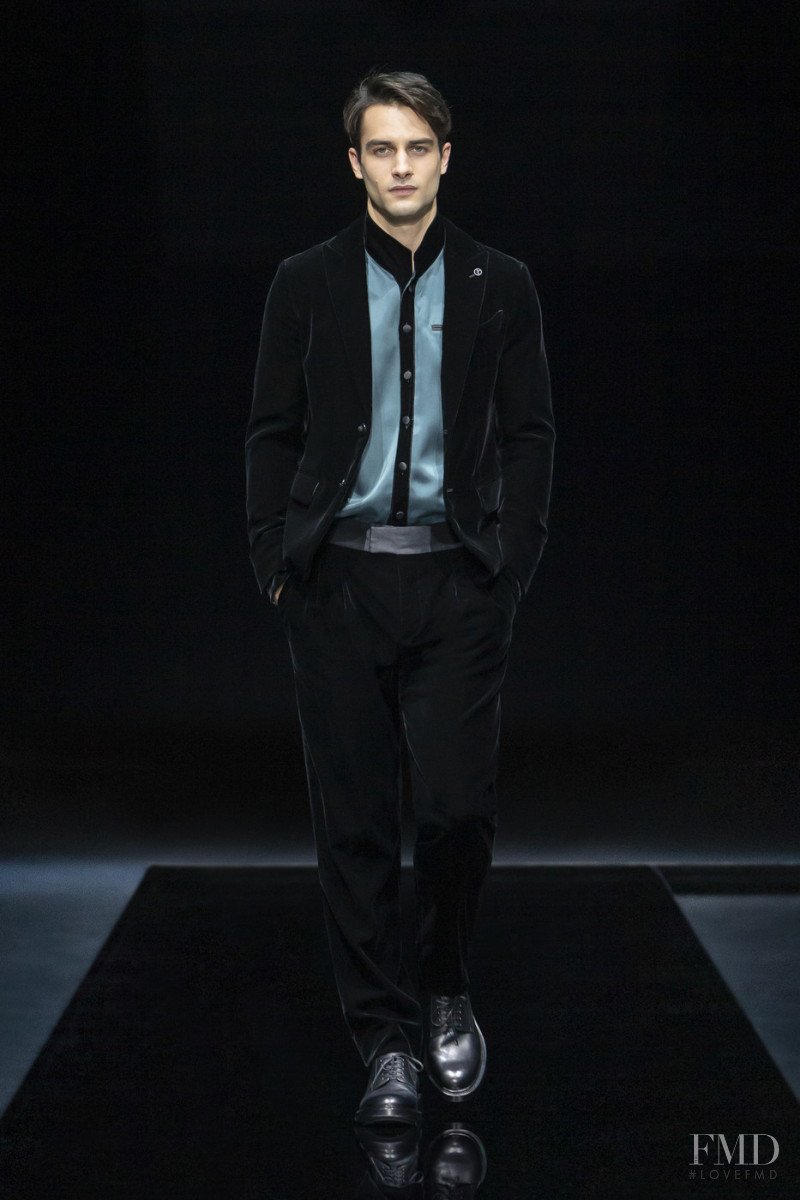 Aleksandar Rusic featured in  the Giorgio Armani fashion show for Autumn/Winter 2021