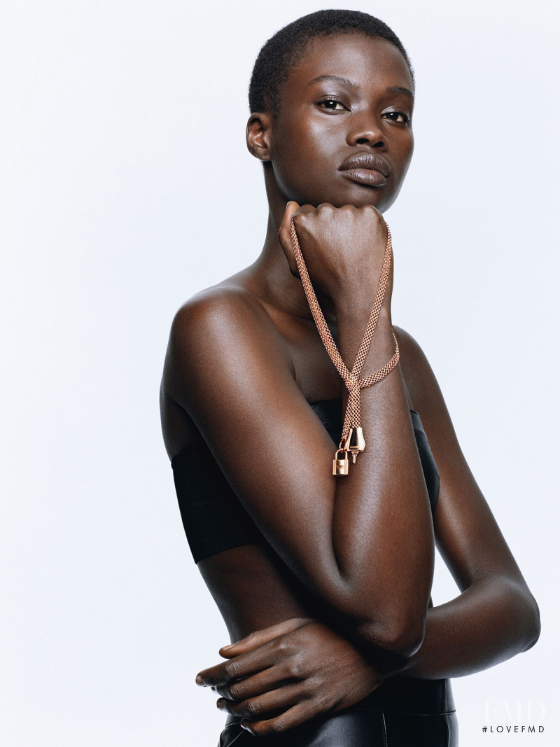 Fatou Jobe featured in  the Hermès Joaillerie Cavalière advertisement for Summer 2021