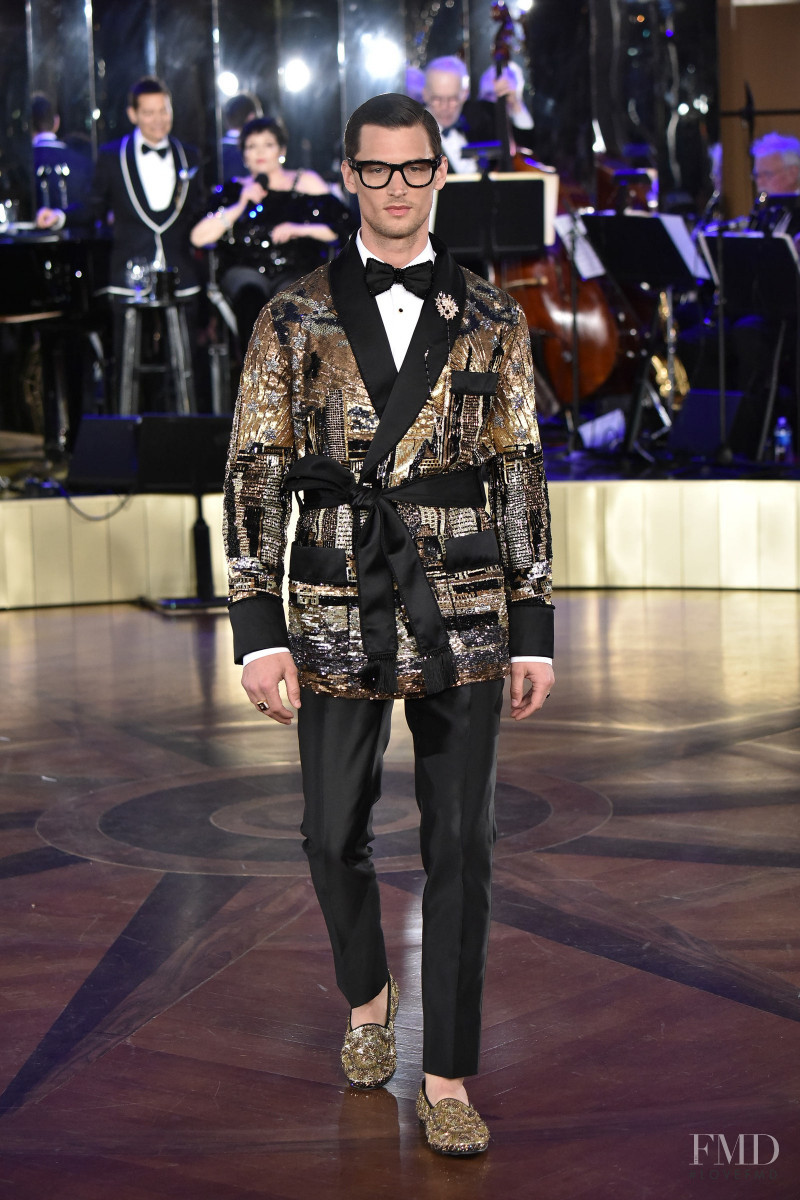 Garrett Neff featured in  the Dolce & Gabbana Alta Moda Alta Sartoria fashion show for Spring/Summer 2018