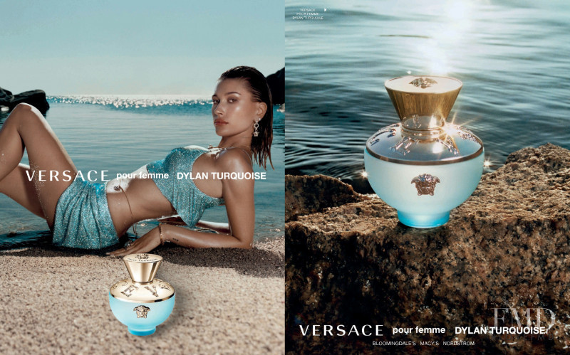 Bella Hadid featured in  the Versace Fragrance Dylan Blue advertisement for Spring/Summer 2021
