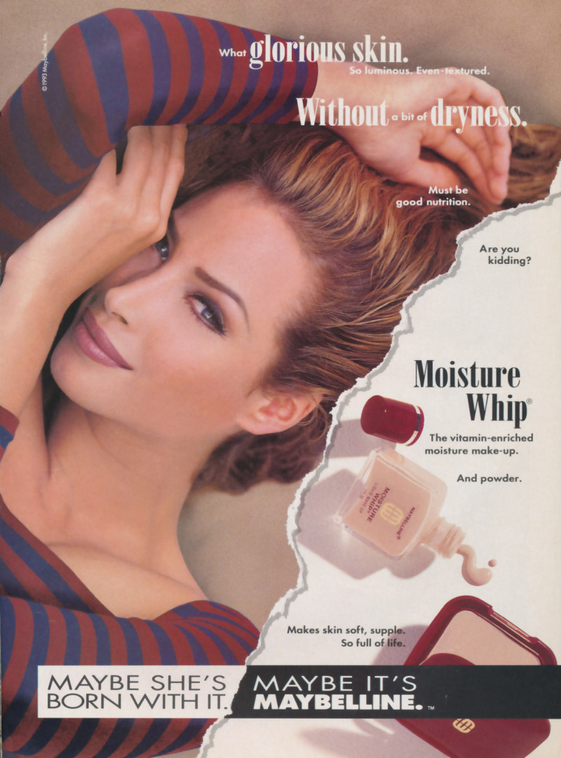Christy Turlington featured in  the Maybelline advertisement for Spring/Summer 1993