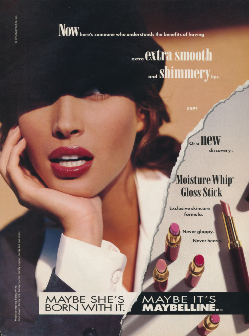 Christy Turlington featured in  the Maybelline advertisement for Spring/Summer 1993