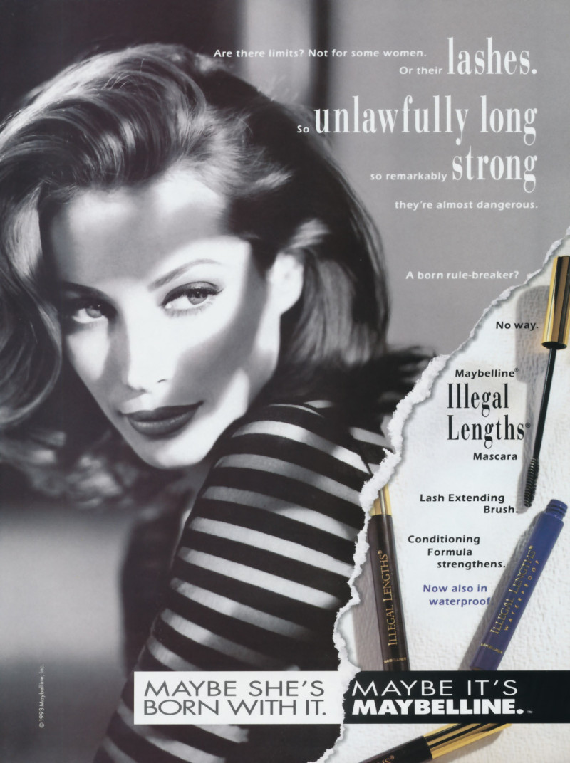 Christy Turlington featured in  the Maybelline advertisement for Spring/Summer 1993