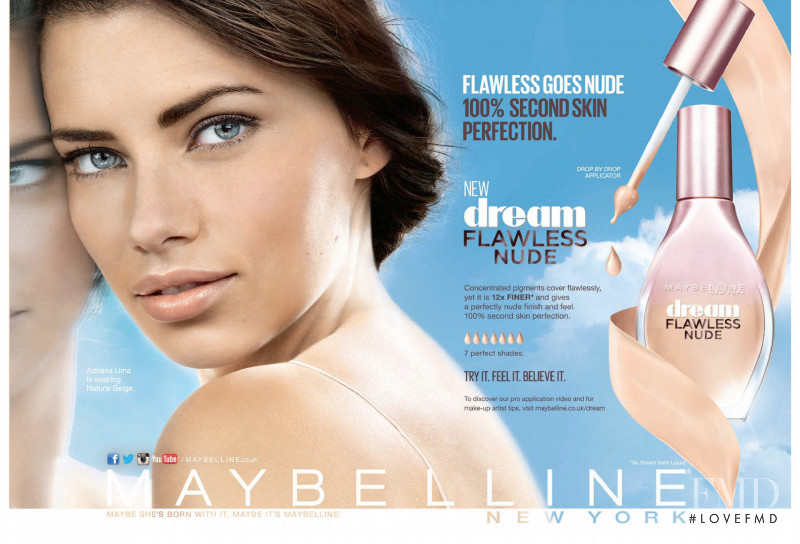 Adriana Lima featured in  the Maybelline advertisement for Spring/Summer 2015