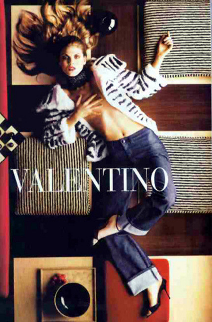 Angela Lindvall featured in  the Valentino advertisement for Spring/Summer 1998