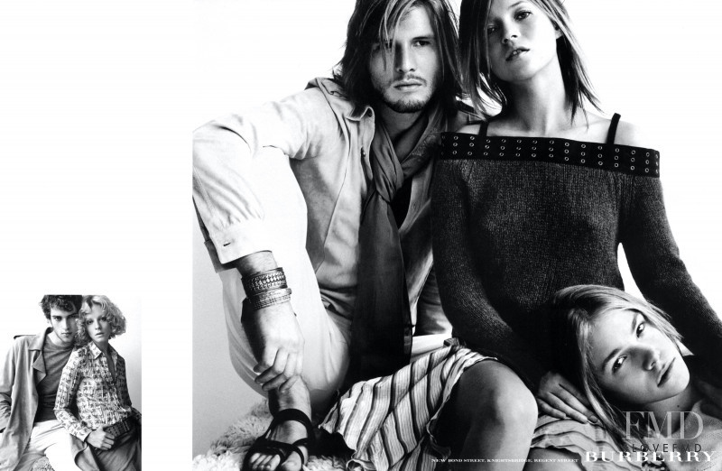 Kate Moss featured in  the Burberry advertisement for Spring/Summer 2002