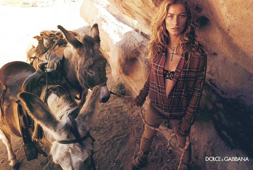 Gisele Bundchen featured in  the Dolce & Gabbana advertisement for Autumn/Winter 2001