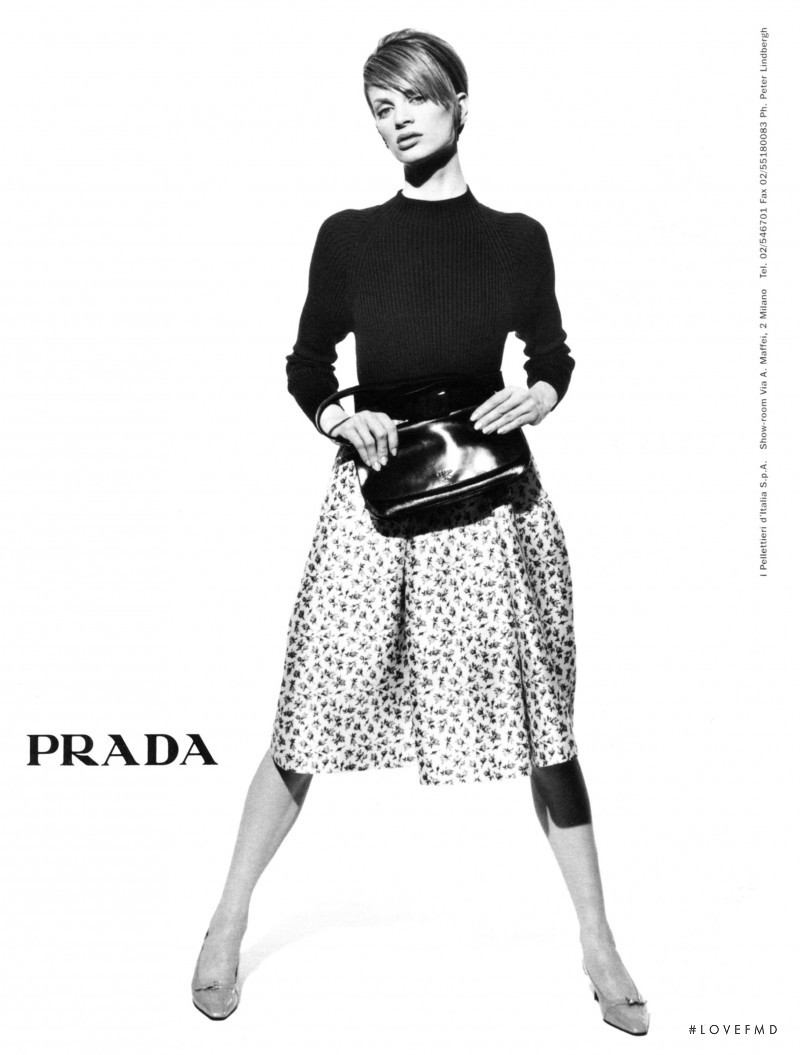 Kristen McMenamy featured in  the Prada advertisement for Autumn/Winter 1995